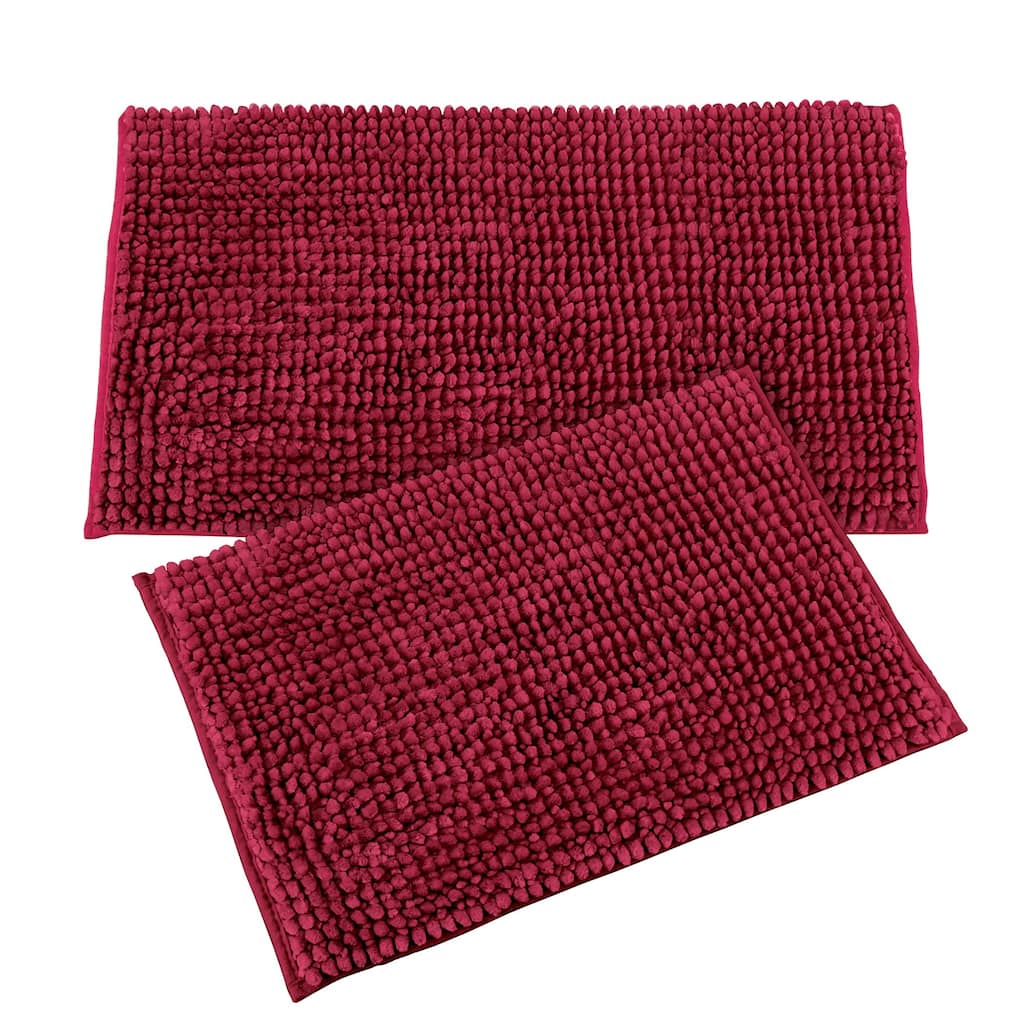 Microfiber Chenille Skid-Resistant Absorbent 2-Piece Bath Rug Set