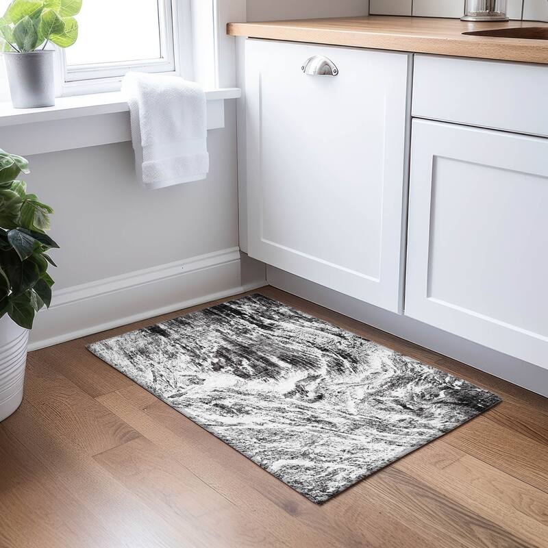 Machine Washable Indoor/ Outdoor Modern Abstract Chantille Rug