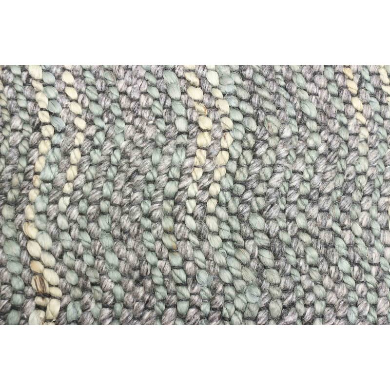 ECARPETGALLERY Braid weave Sienna Grey Wool Rug - 5'7 x 7'6