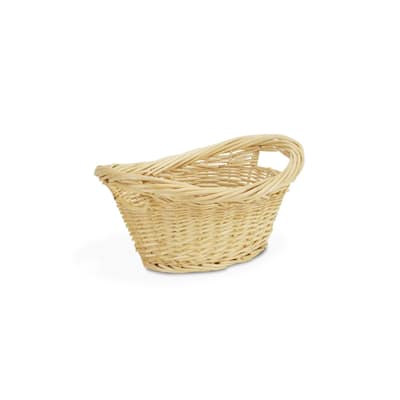 16" Beige and Brown Tapered Oval Laundry Basket