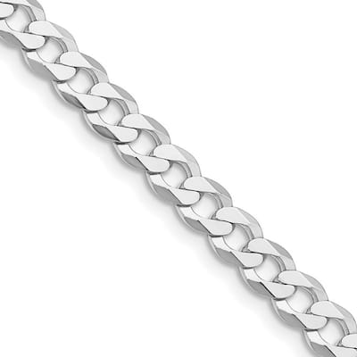 Curata 925 Sterling Silver Rhodium 5.75mm Closed Link Flat Curb Chain Necklace (Lobster)