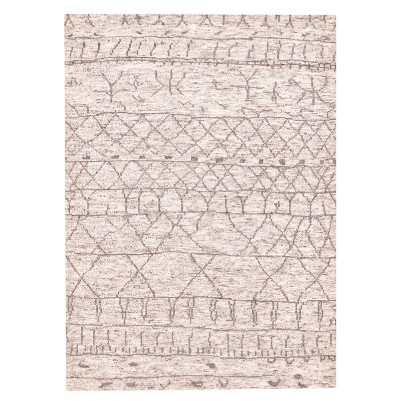 ECARPETGALLERY Hand-knotted Tangier Grey Wool Rug - 5'7 x 7'9