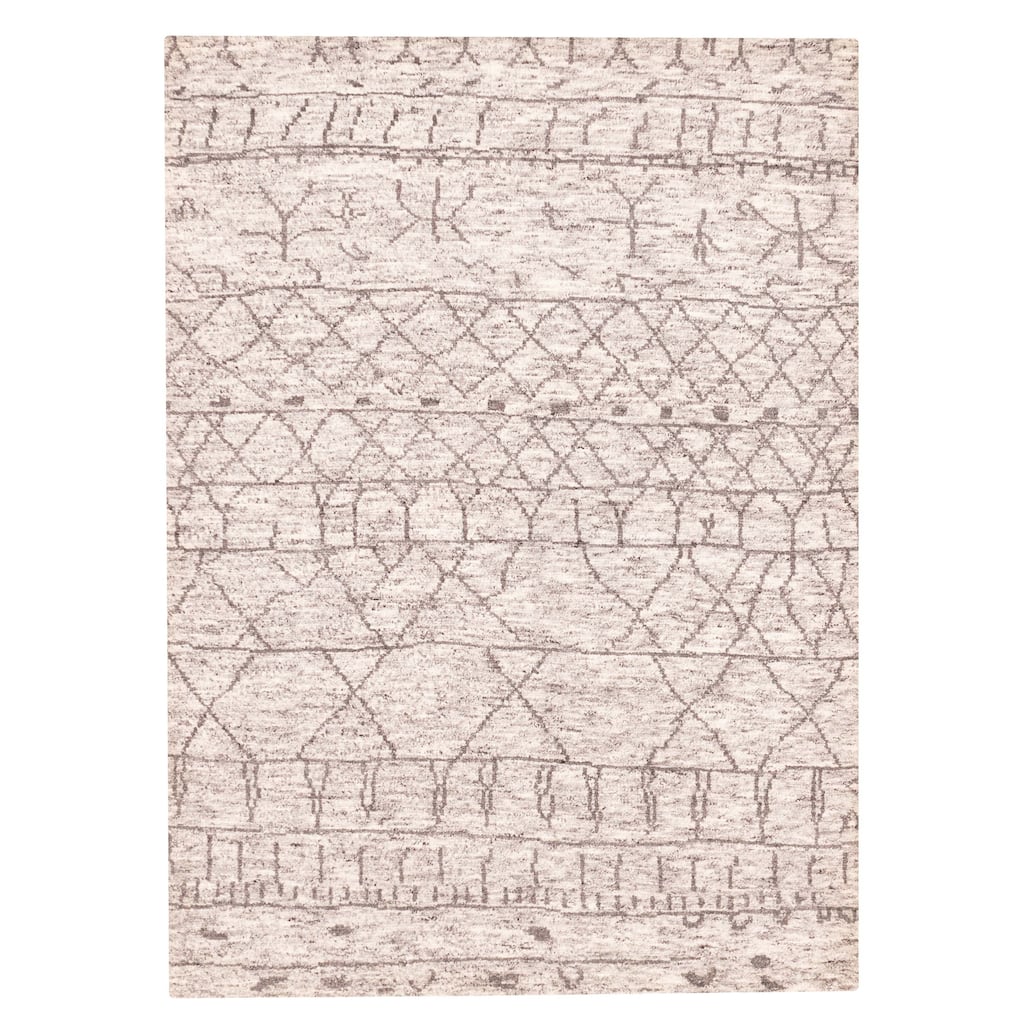 ECARPETGALLERY Hand-knotted Tangier Grey Wool Rug - 5'7 x 7'9