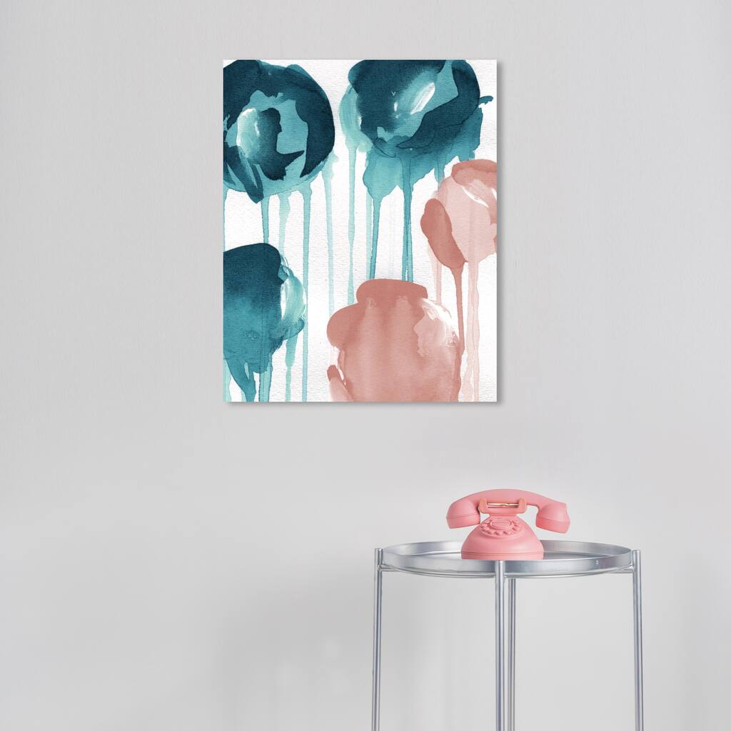 Wynwood Studio Canvas Abstract Blush Favorite Color Blue and Turquoise Modern & Contemporary Wall Art Canvas Print