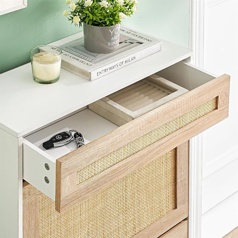 Rattan Shoe Cabinet for Entryway