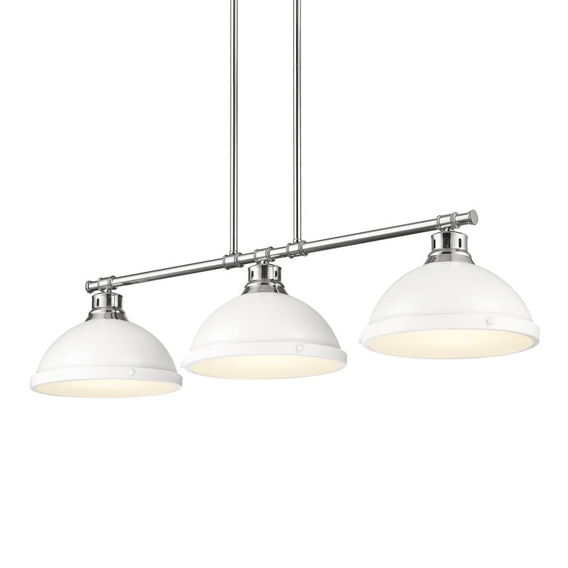 Yep by Golden Lighting Duncan 3-light Island Light in Pewter and Matte White shade