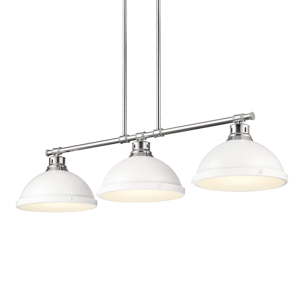 Yep by Golden Lighting Duncan 3-light Island Light in Pewter and Matte White shade