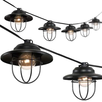 10-Light Indoor/Outdoor 10 ft G40 Metal Cage Shade String Lights by JONATHAN Y