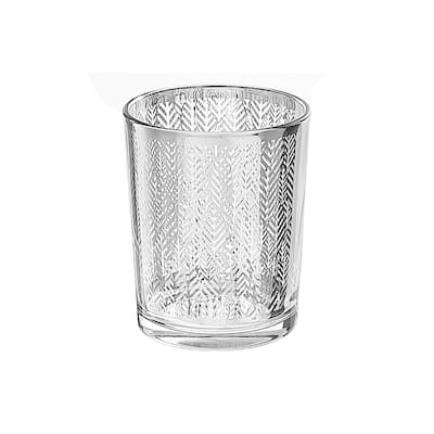 Glass Votive Holder Silver Leaf - N/A