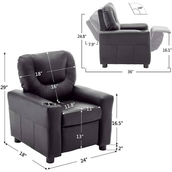 Mcombo Kids Recliner Chair Armrest Sofa for Toddlers Faux Leather