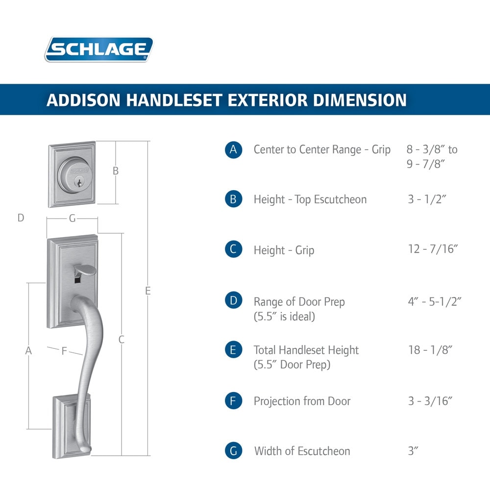 Schlage F62-ADD-GEO Addison Double Cylinder Handleset with Georgian Bed  Bath  Beyond 16080485