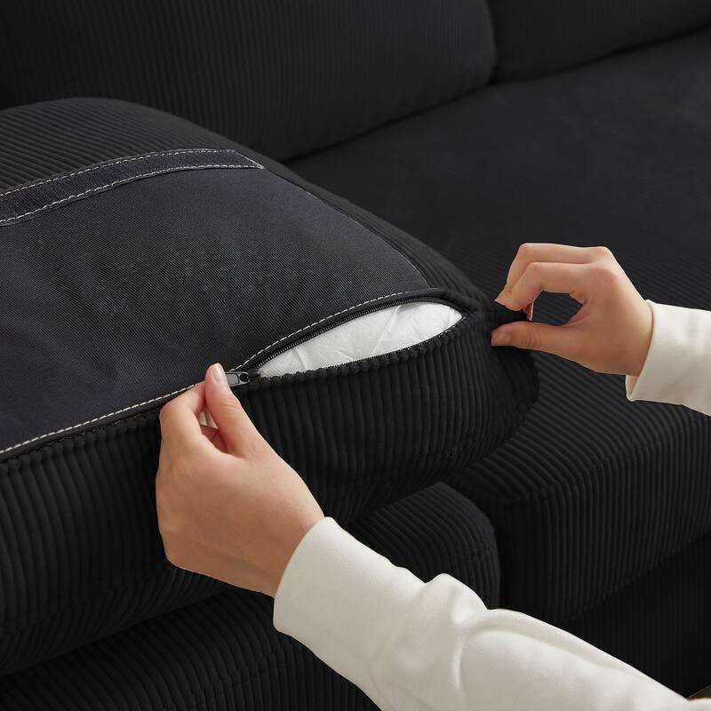 Modular Sectional Sofa Couch L Shaped With Chaise Storage Ottoman and Side Bags For Living Room