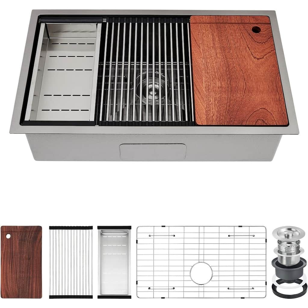 32"X19"x10" Undermount Kitchen Single Bowl Sink for Kitchen Countertop Installation