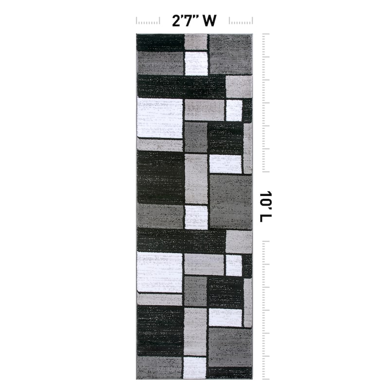 World Rug Gallery Contemporary Modern Boxed Color Block Area Rug