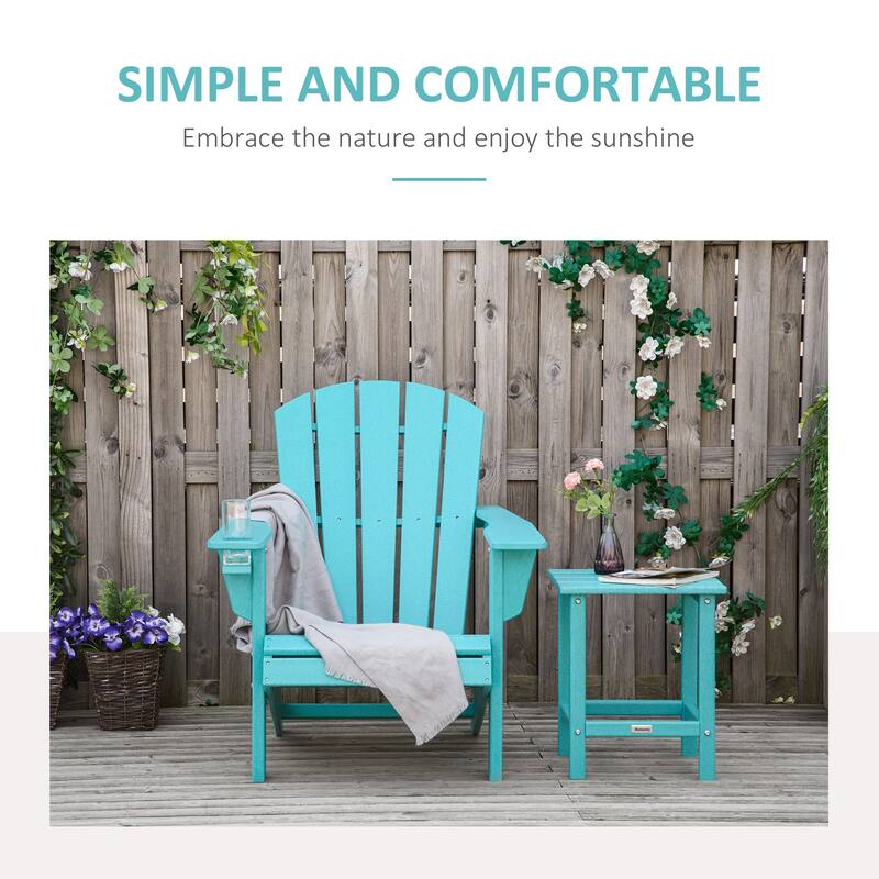 HDPE All-Weather Outdoor Adirondack Chair with Cup Holder, Fire Pit Chair for Backyard, Deck, Lawn, Garden, 330lbs Capacity