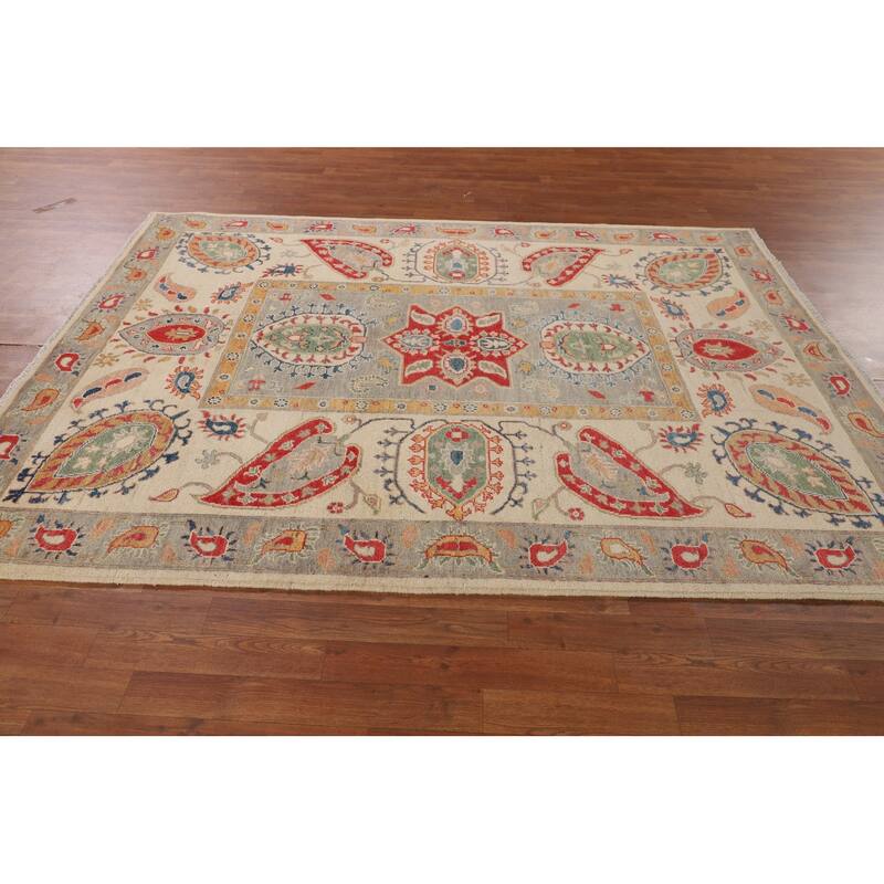 Traditional Kazak Oriental Area Rug Hand-Knotted Bedroom Wool Carpet - 5'9" x 7'11"