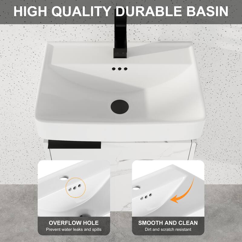 Beingnext 16''/20''/24"/30"/36" Bathroom Vanity with Sink, Floating Bathroom Vanity with Soft Close Door