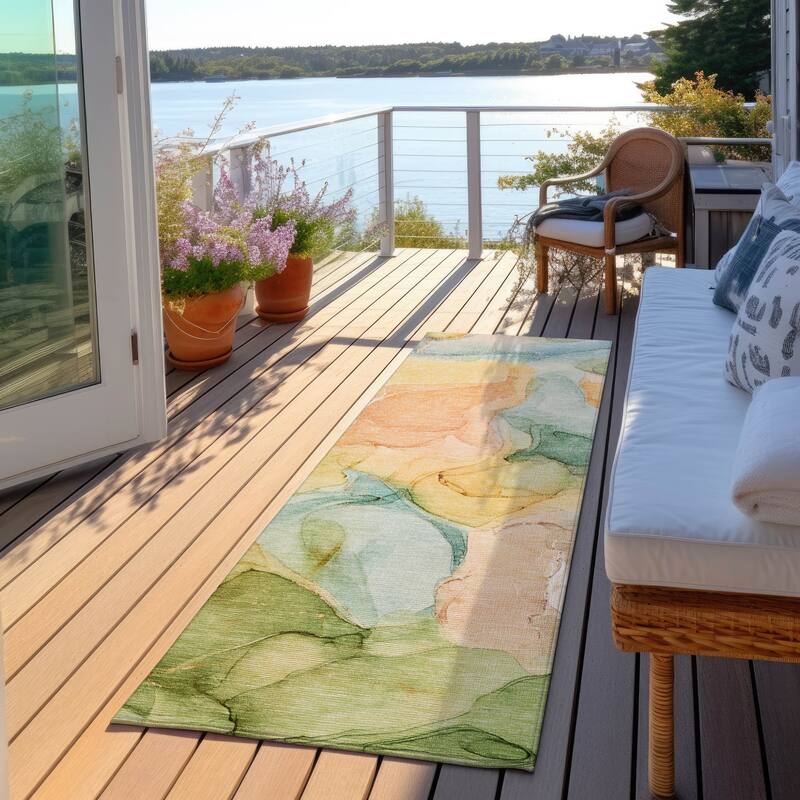 Dava Modern Art-Inspired Weather Resistant Timeless Fusion Outdoor Rug