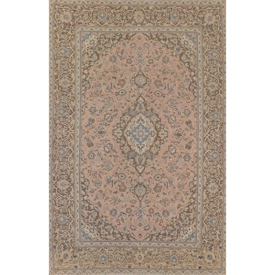 Traditional Kashan Persian Area Rug Handmade Vintage Wool Carpet - 7'11" x 10'10"