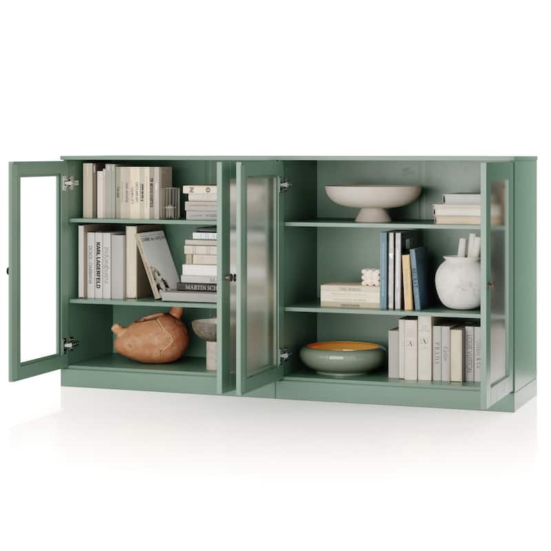 Palace Imports 100% Solid Wood 64" Sideboard with Frosted Glass Doors and Adjustable Shelves