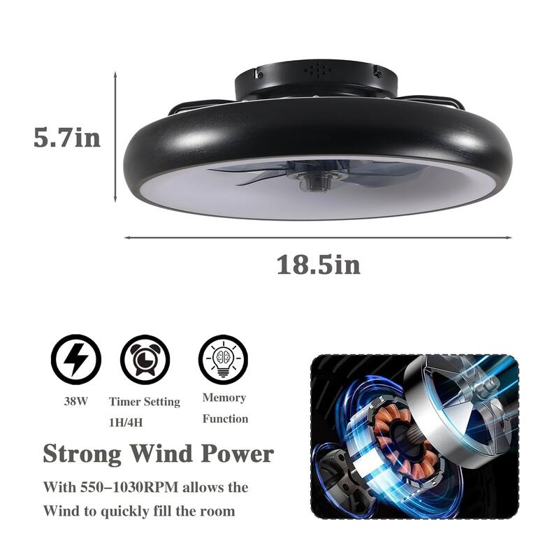 19" Pumpkin Lamp Indoor Fan Light with Remote Control & Reversible DC Motor with LED Light