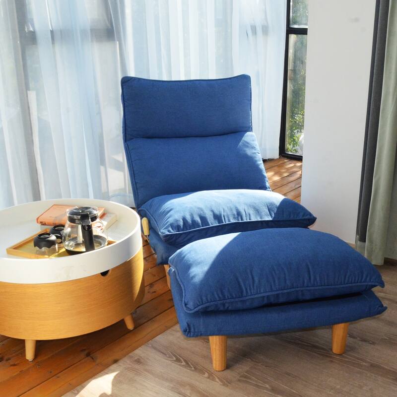 Ergonomic Foldable Reclining Chair, Lazy Sofa Chair with Ottoman for Living Room, Bedroom, and Balcony Leisure
