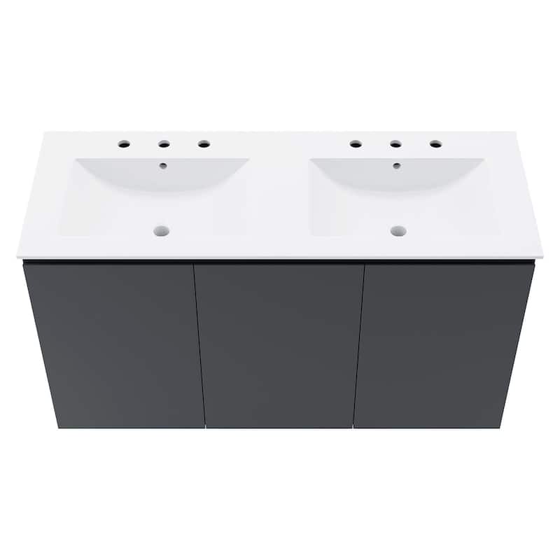 Bryn 48" Wall-Mount Double Sink Bathroom Vanity