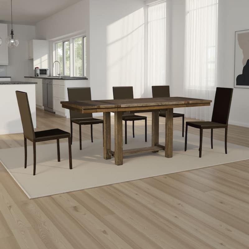 Chip Counter Height Dining Table with Tenon Pedestal Base, Nutmeg Wood