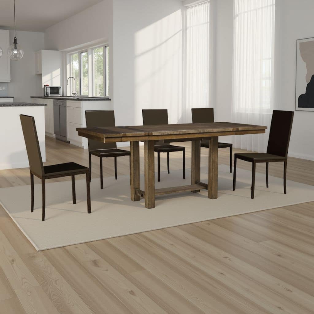 Chip Counter Height Dining Table with Tenon Pedestal Base, Nutmeg Wood