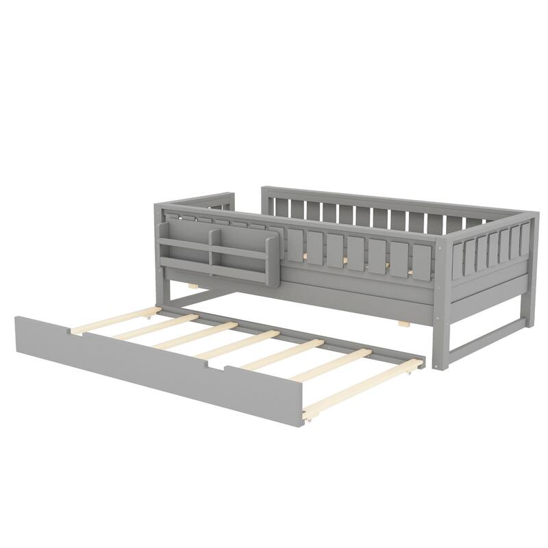 Full/Twin Loft Bed with Bookshelves, Safety Stairs & Trundle