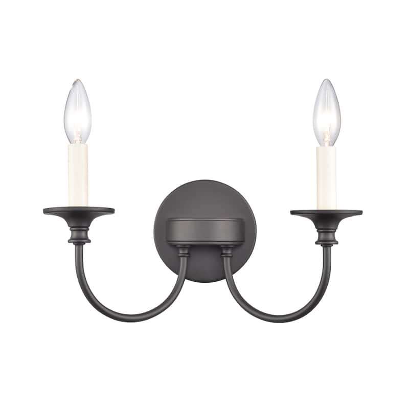 Cecil 14-inch Wide 2-Light Vanity Light in Matte Black - 14