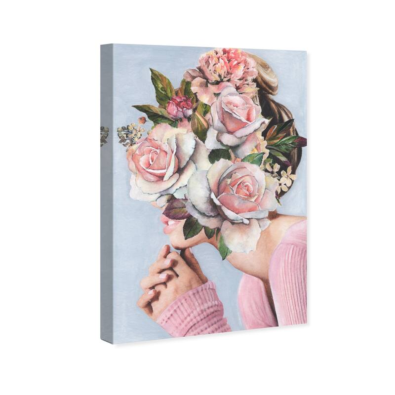 Wynwood Studio Canvas Floral and Botanical Pretty Roses Pink and Pastel Pink Glam Wall Art Canvas Print - Pink, Gray