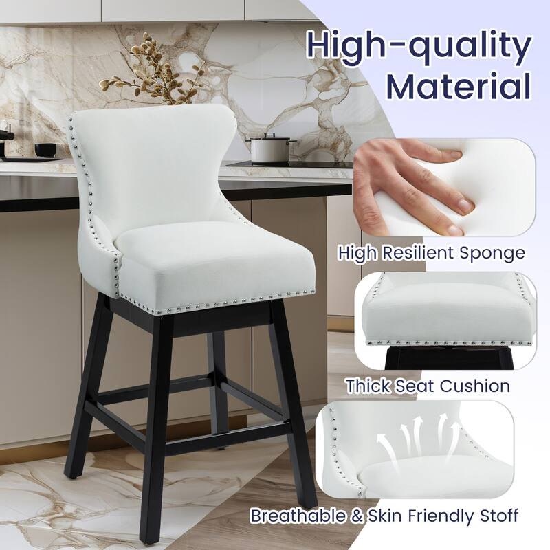 AVAWING Set of 4 Upholstered Fabric Bar Stools Chairs