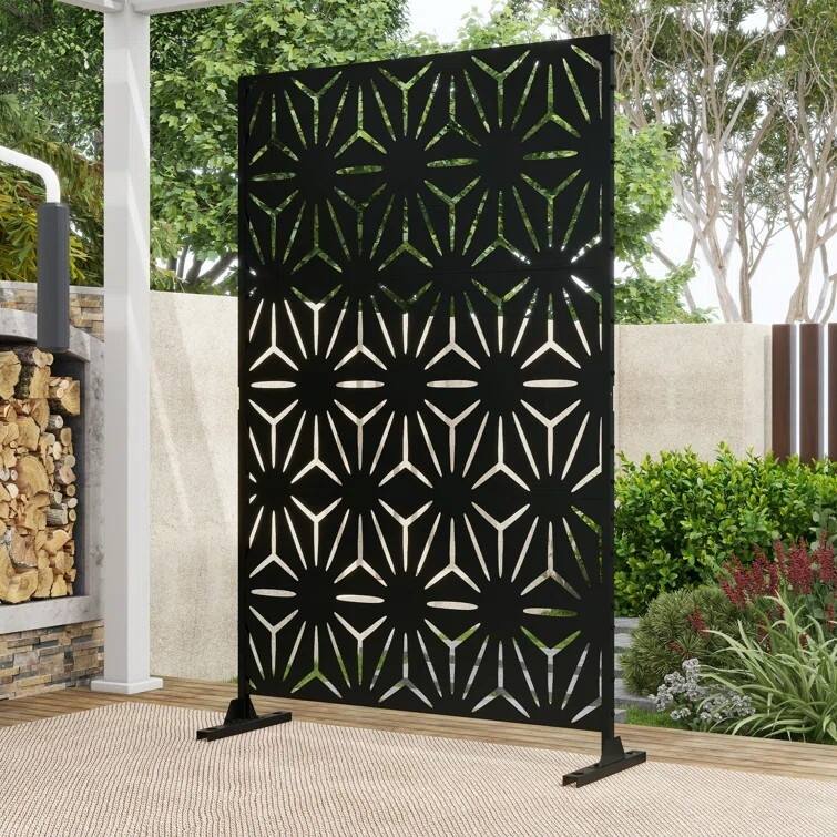 Outdoor Metal Privacy Screen Fence Panel Star Pattern