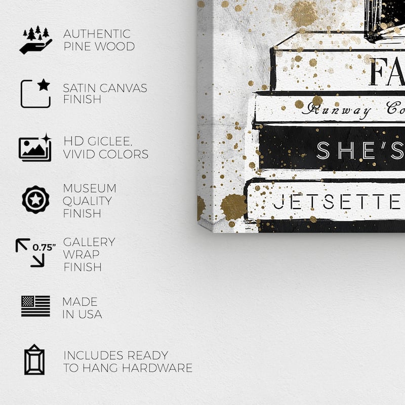 Wynwood Studio Canvas Fashion and Glam Perfume And Books Black and Glam Wall Art Canvas Print