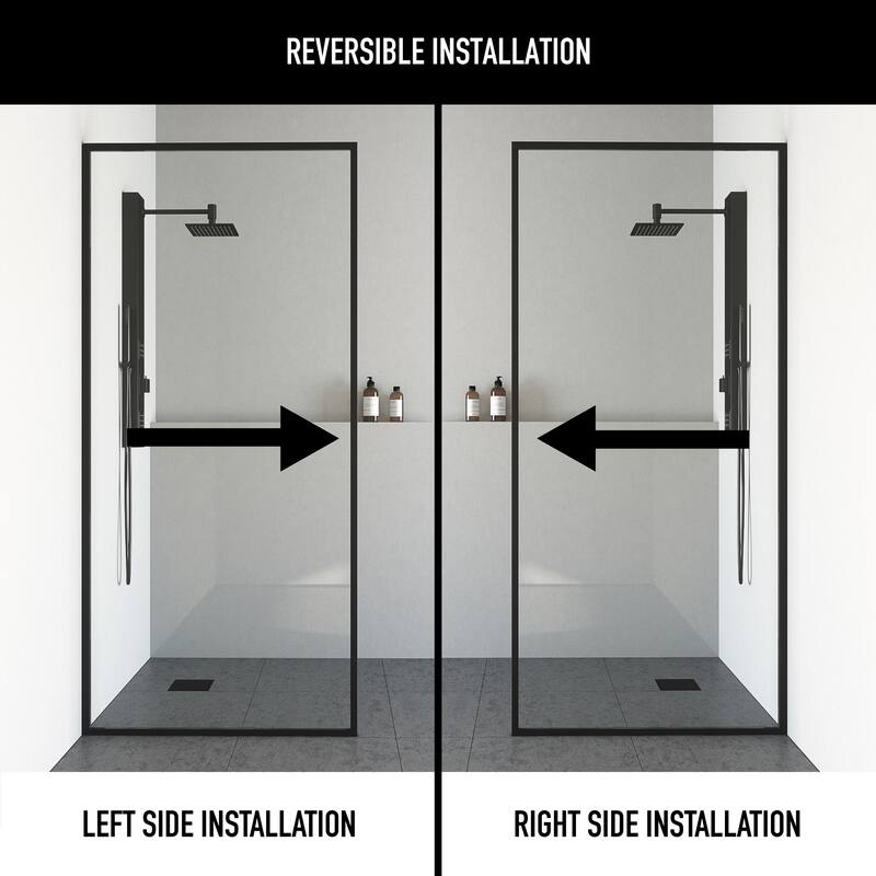 VIGO Meridian 34" W x 74" H Framed Fixed Shower Screen in Matte Black