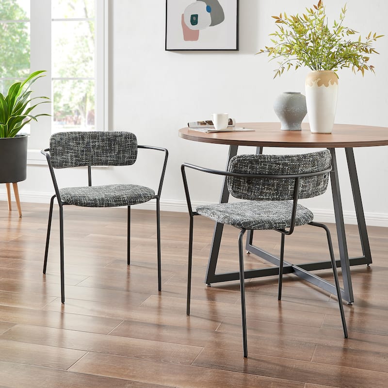 NPD Furniture Alivia Fabric Dining Side Arm Chair (Set of 2) - Allure Gray