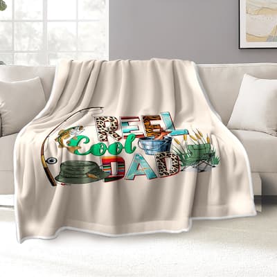 "Real Cool Dad" Fleece Blanket, Father's Day Gift for Fisherman Fishing Lover