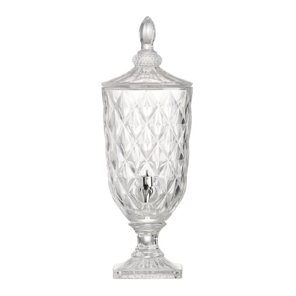 slide 2 of 7, A&B Home Clear and Polished Silver 19-inch Diamond Pattern Lidded Drink Dispenser