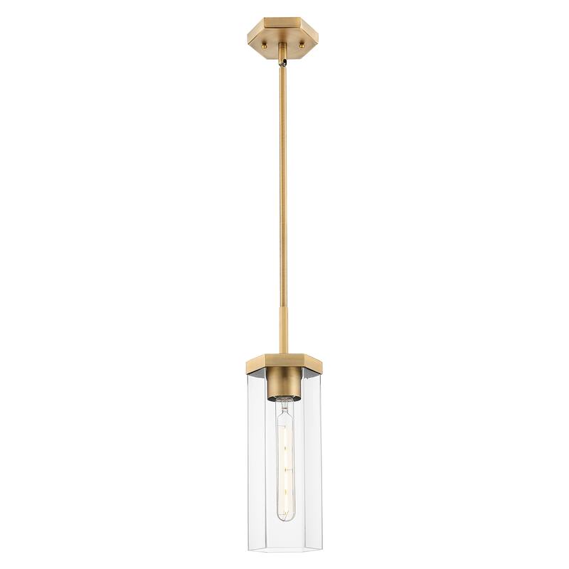 Innovations Lighting Downtown Urban - Blakeley - 1 Light 5" Stem Hung Pendant - Brushed Brass/Clear Shade