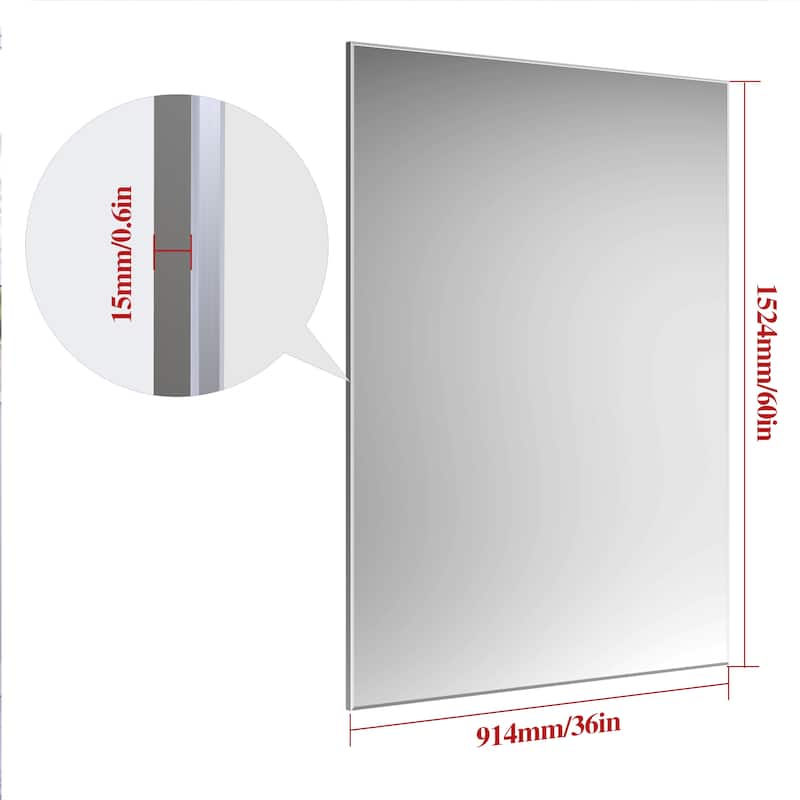 60" x 36" Modern Rectangle Bathroom Mirror with Aluminum Frame