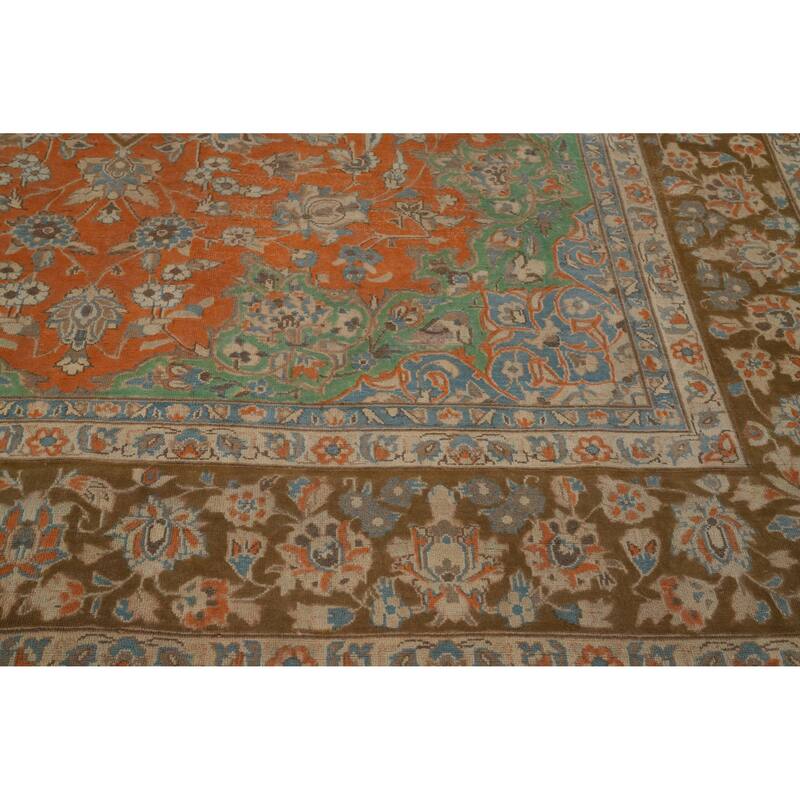 Hand Knotted Oriental 100% Wool Carpet Traditional Floral Oranges & Rust Najafabad Area Rug - 13' 7'' X 9' 6''