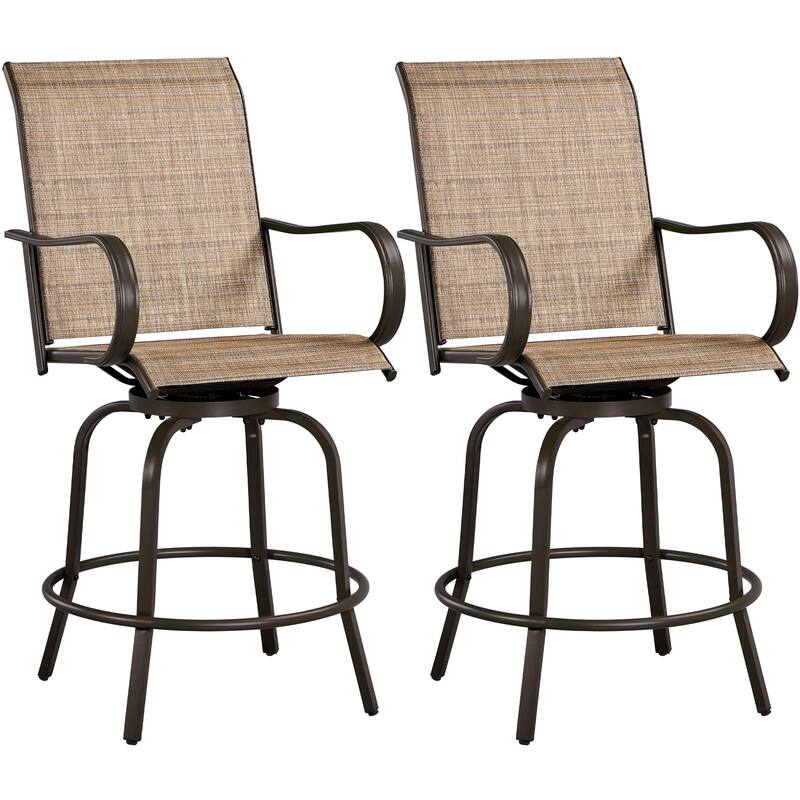 Yaheetech 2 Piece Outdoor Swivel Bar Stools Breathable Texteline Patio Bistro Chair