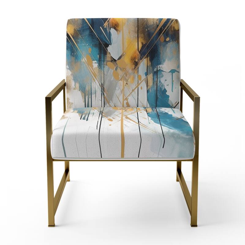 Designart "Teal and Gold Elegance" Upholstered Minimalism Accent Chair and Modern & Contemporary Arm Chair - Multiple Color