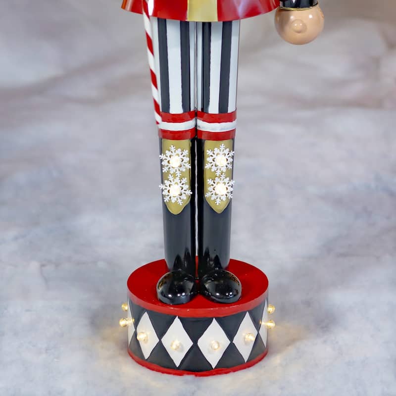 Large Iron Christmas Nutcracker "Harry" with Candy Cane & LED Lights
