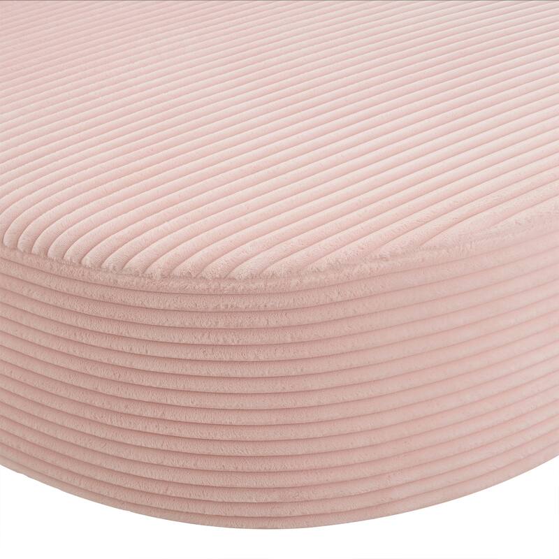 Curved Chaise Lounge Sofa with 2 Pillows, Corduroy Upholstered Sofa Bed Extra-deep Seat Single Sofa Recliners Boneless Couch
