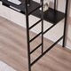 preview thumbnail 6 of 13, Black Metal Bed Frame With Table Shelf Elevated Bed Iron Bed - (78 x 38.5 x 71.7)"(L x W x H)