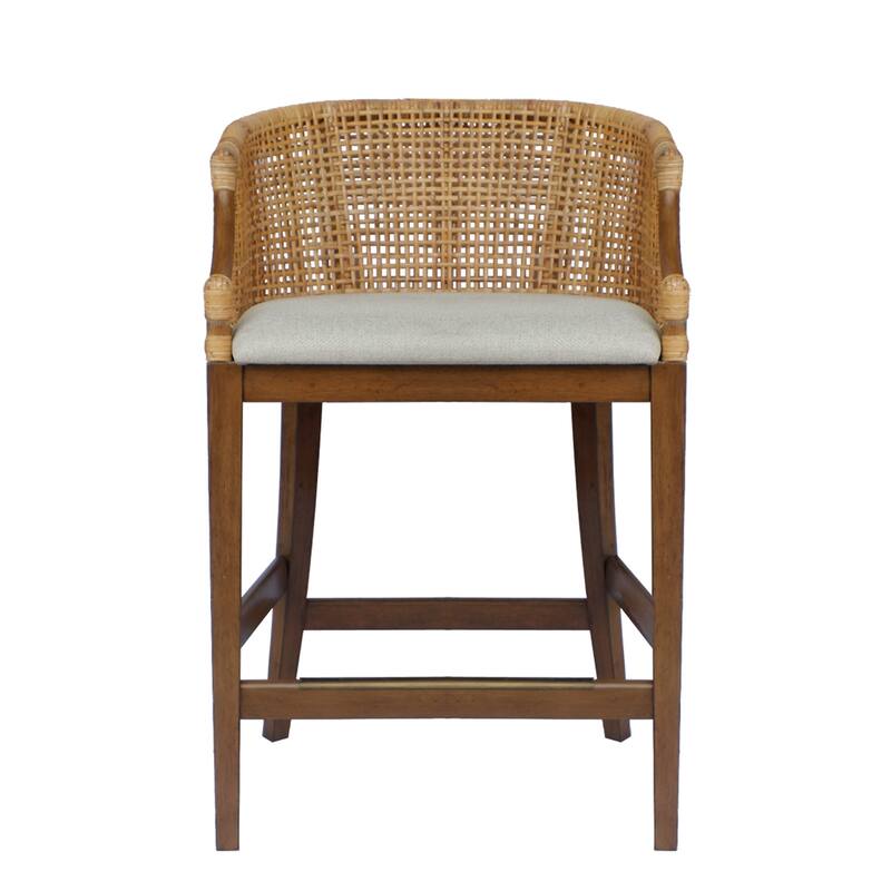 Martha Stewart Playa Handcrafted Rattan & Wood Counter Stool 25" H
