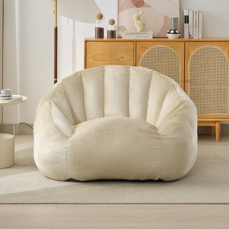 Mixoy Modern Giant Bean Bag Chairs,Shell-Shaped Plush Large Upholstered Floor Sofa Chair,Stuffed Accent Chair