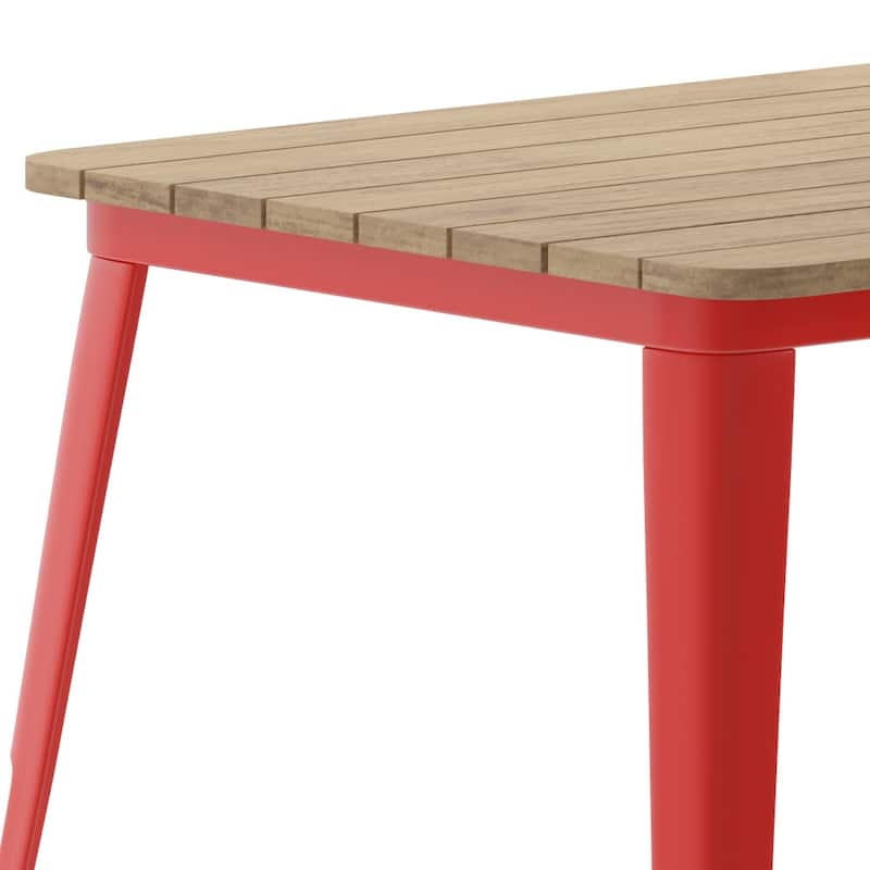 30x60 Commercial Poly Resin Restaurant Table with Umbrella Hole - 30"W x 60"D x 30"H